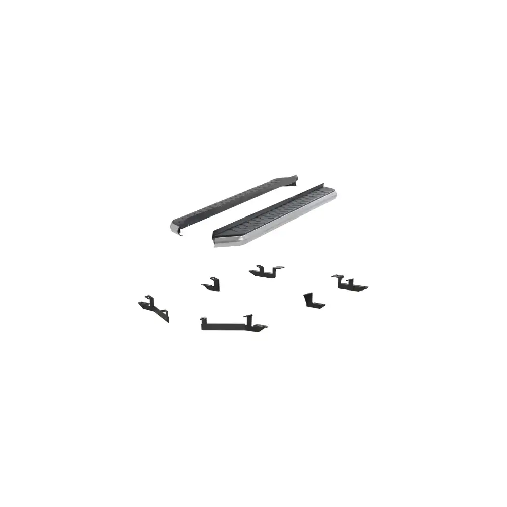 Aluminum 5" AeroTread Running Boards w Brackets - Polished Stainless - 2051015 - 2051015